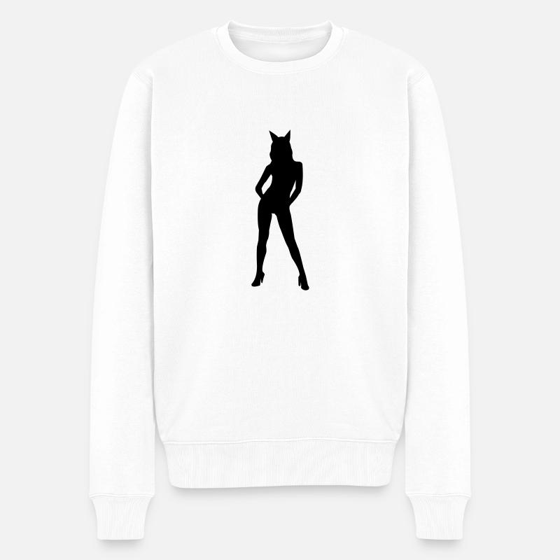 Frau als Teufel - Männer Premium Bio Pullover - Weiß