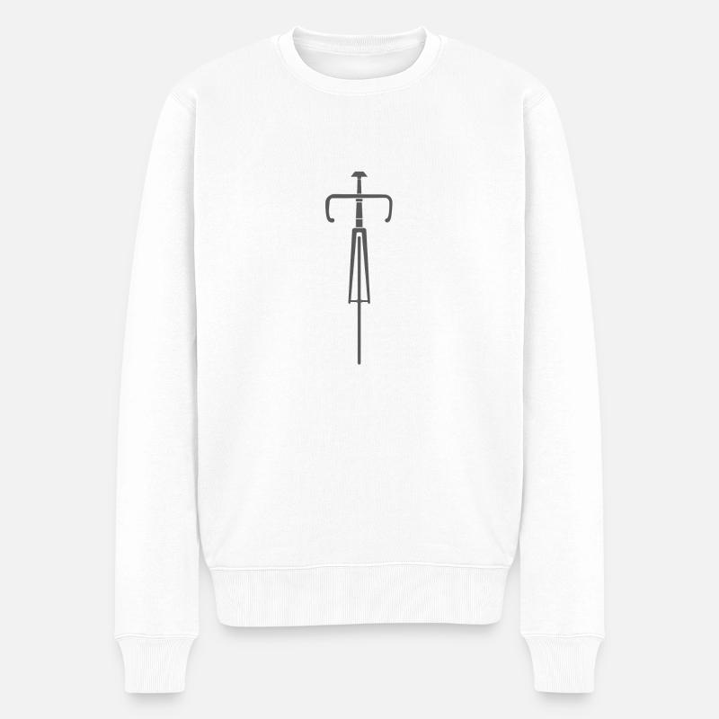 Minimalistisches Fahrrad, Fixie, Single Speed - Männer Premium Bio Pullover - Weiß