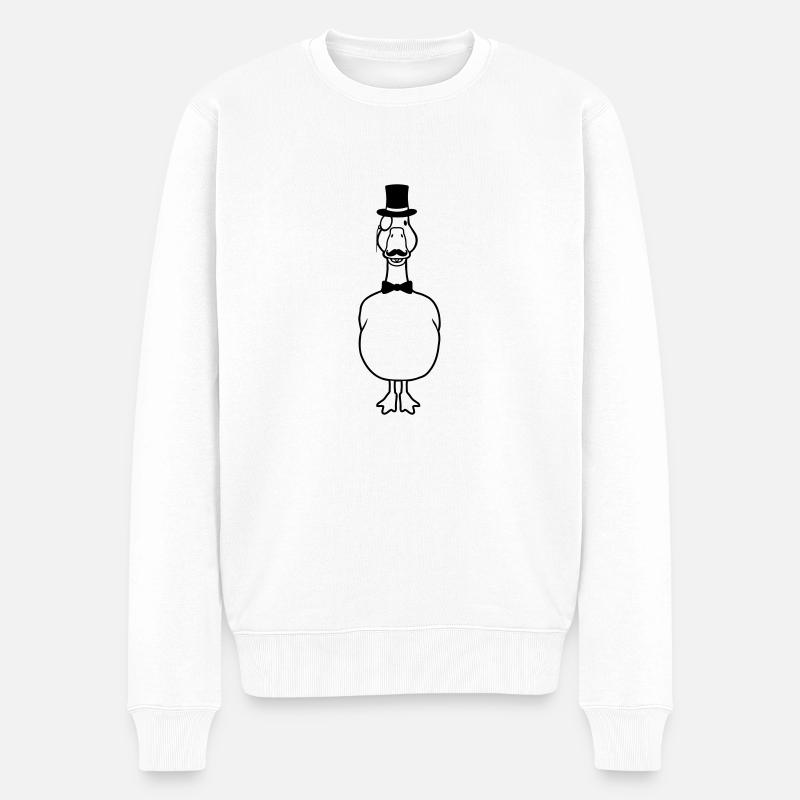 Monokel Brille Sir Gans - Männer Premium Bio Pullover - Weiß