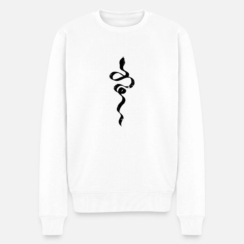Die Schlange - Männer Premium Bio Pullover - Weiß