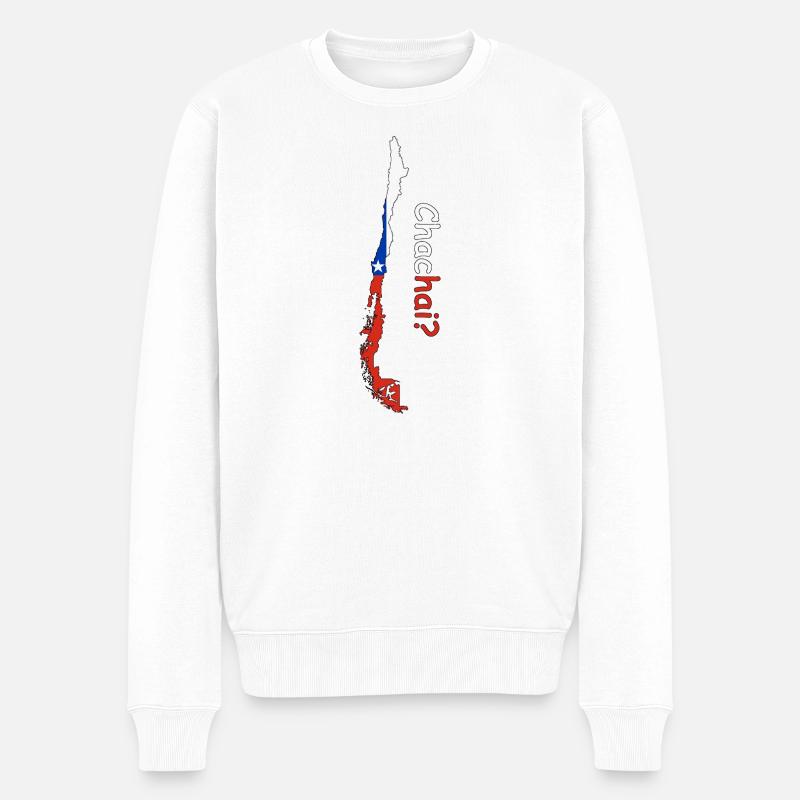 Chile Silhouette Flagge - Männer Premium Bio Pullover - Weiß