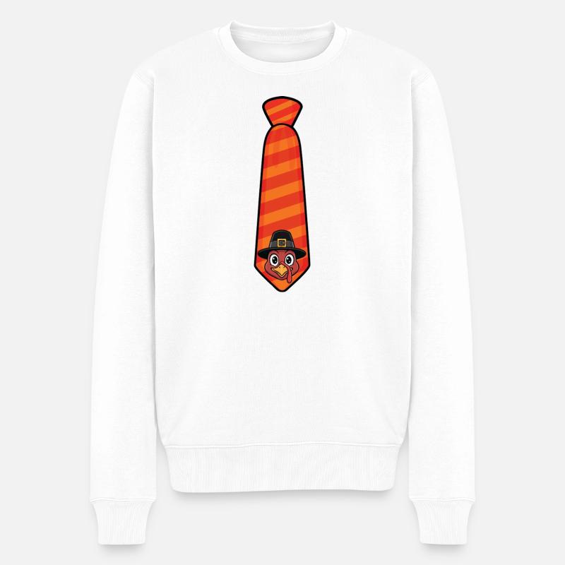 Thanksgiving cravate automne drôle style vacances - Pull Premium bio Homme - blanc