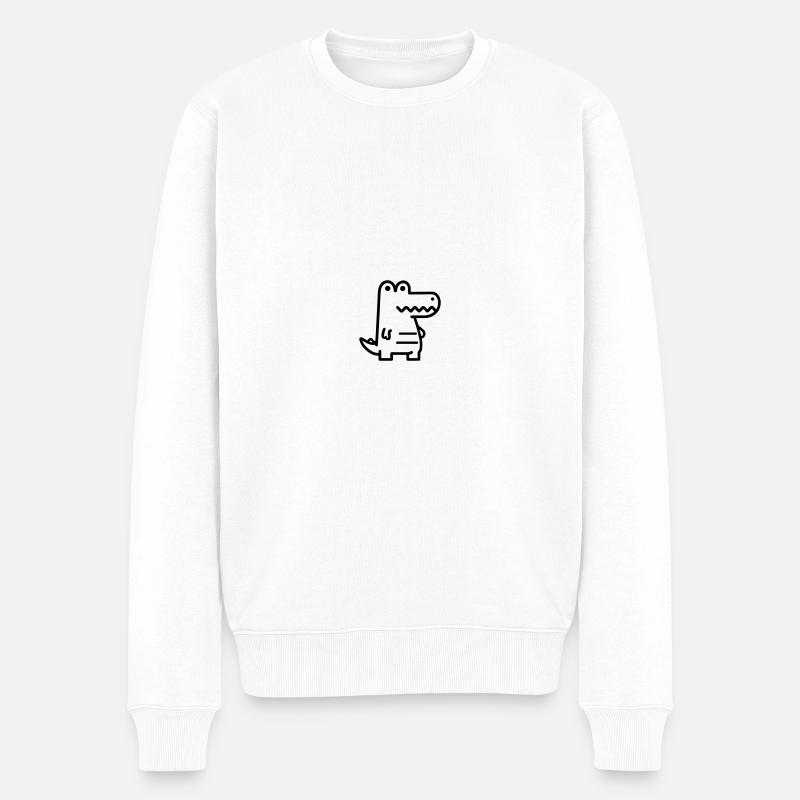 Krokodil - Männer Premium Bio Pullover - Weiß