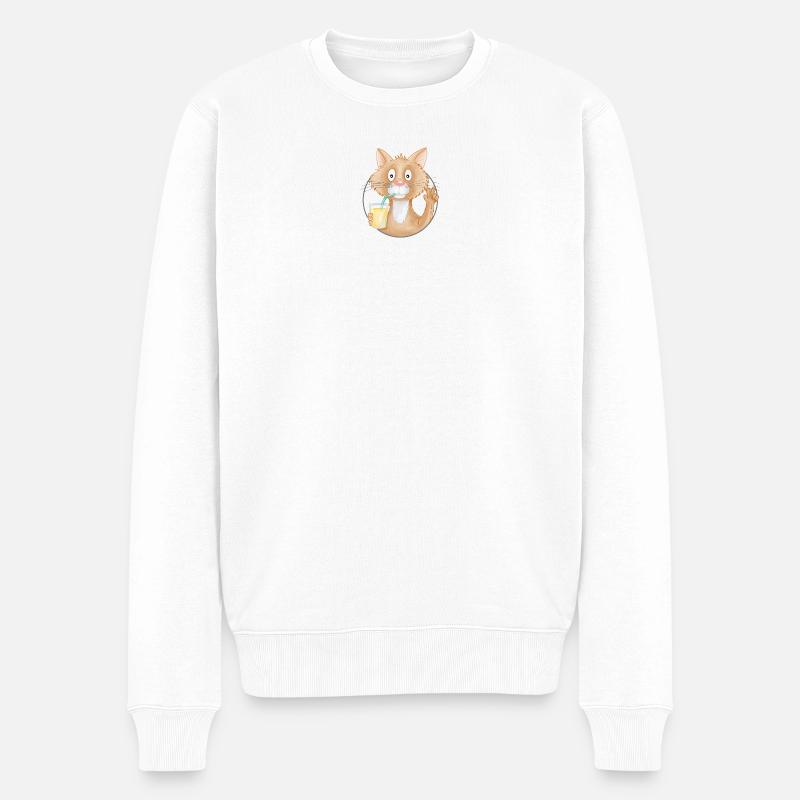Limo-Katze - Männer Premium Bio Pullover - Weiß