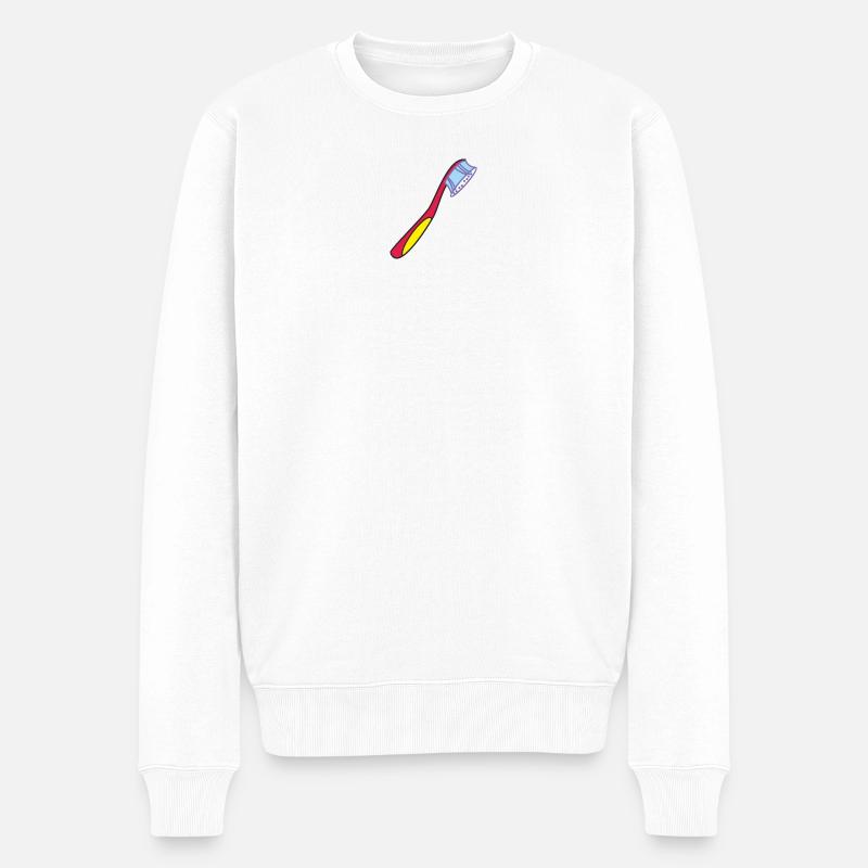 Zahnbürste - Männer Premium Bio Pullover - Weiß