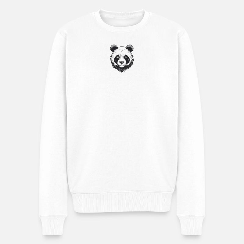 Bärengesicht mit Wildtier-Charme - Männer Premium Bio Pullover - Weiß
