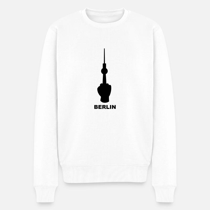 Stinkefingerfernsehturm - Männer Premium Bio Pullover - Weiß