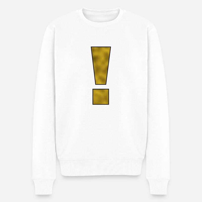 Ausrufezeichen Satzzeichen Gold - Männer Premium Bio Pullover - Weiß