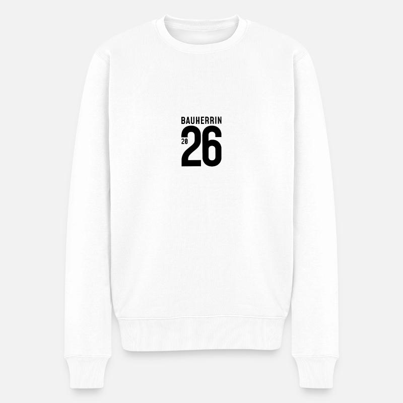 Bauherrin 2026 - große Zahl - Männer Premium Bio Pullover - Weiß