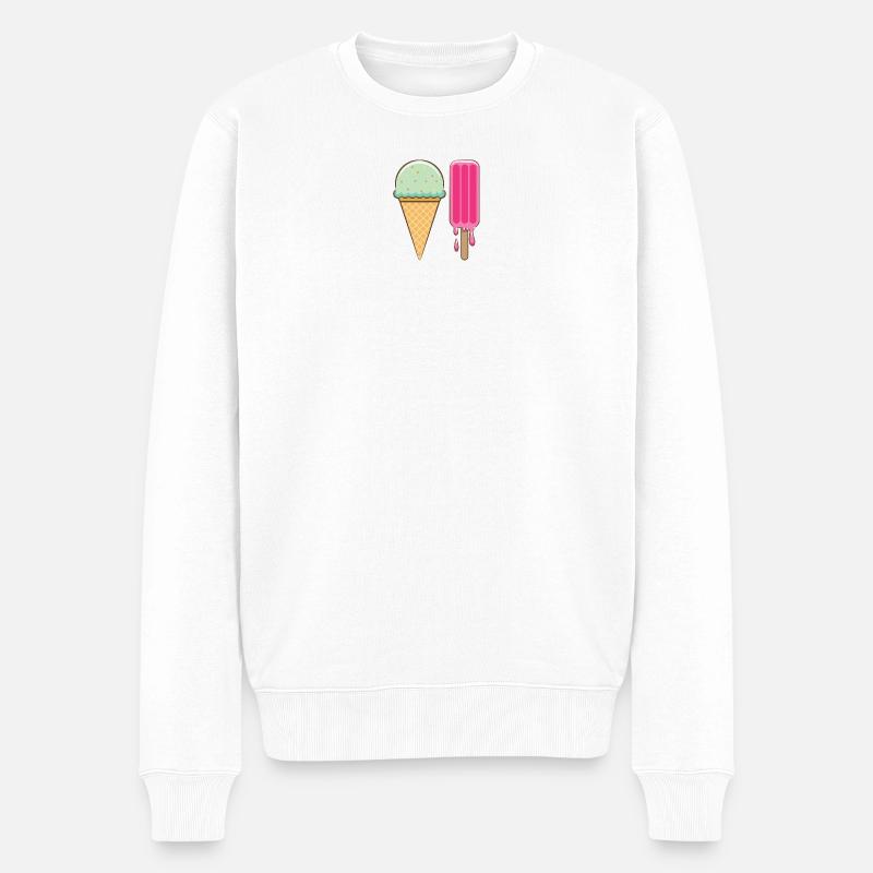 Ich mag Eis - Männer Premium Bio Pullover - Weiß