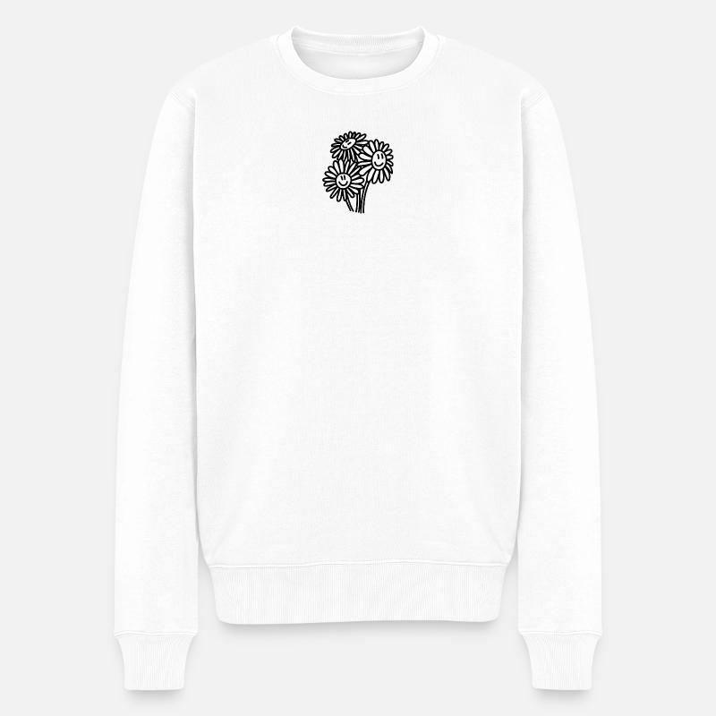 Glückliche Blumen - Männer Premium Bio Pullover - Weiß