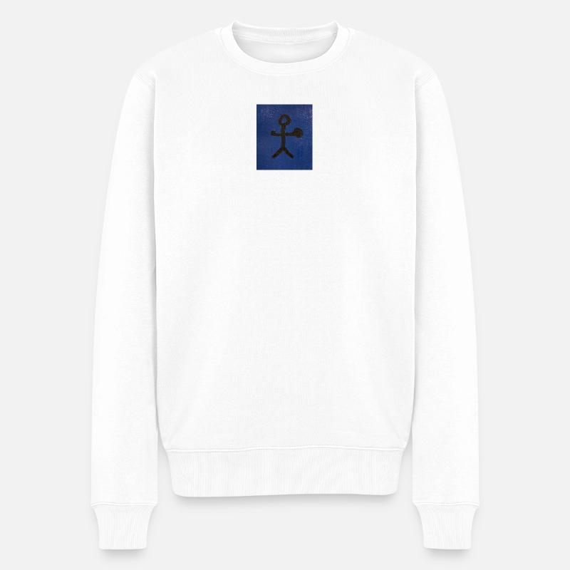 Schamane mit Trommel - Männer Premium Bio Pullover - Weiß