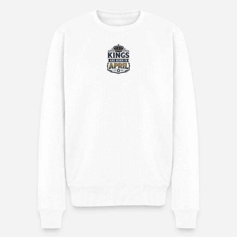 Kings are born in april - Männer Premium Bio Pullover - Weiß