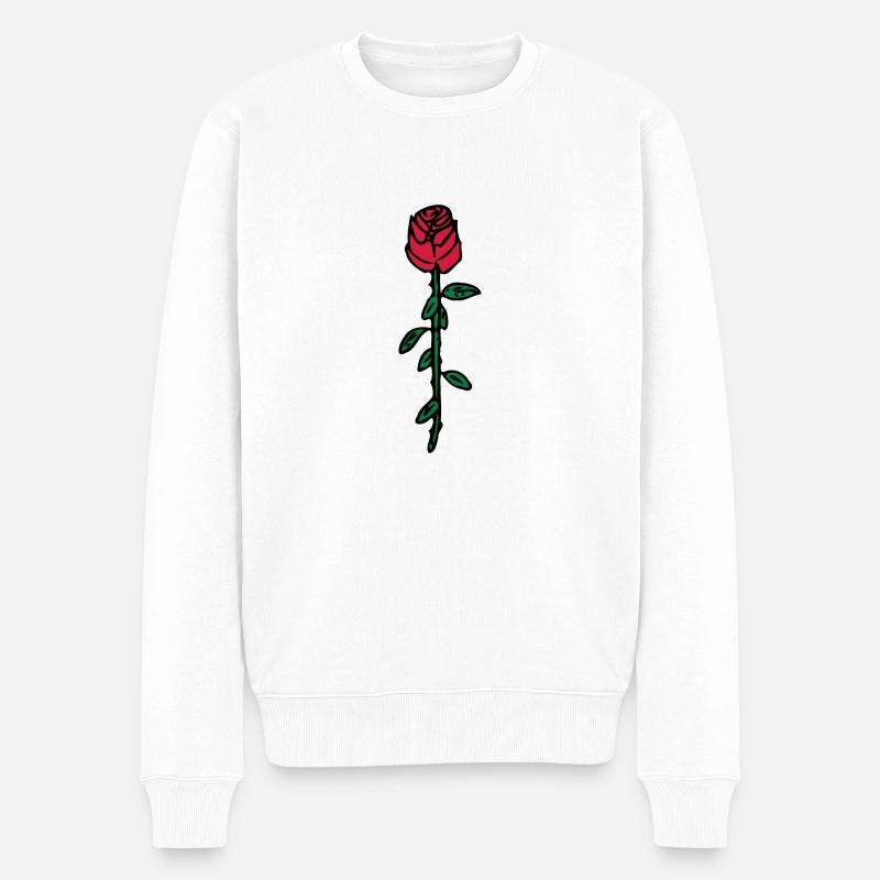 Rose - Männer Premium Bio Pullover - Weiß