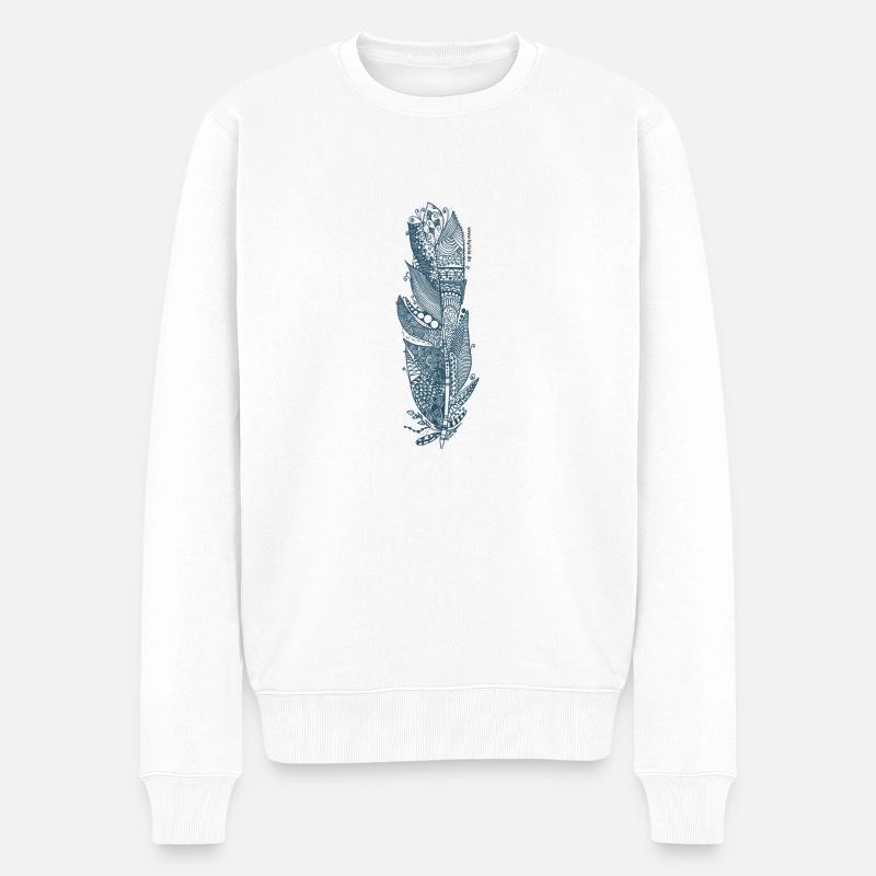 Feder - Männer Premium Bio Pullover - Weiß