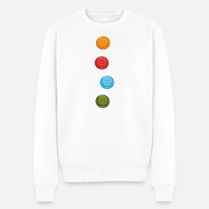 Bunte Knöpfe Schneider Mode Kostüm - Männer Premium Bio Pullover - Weiß