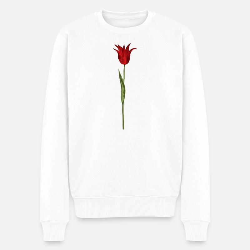 Tulipe abstraite fleur en rouge - Pull Premium bio Homme - blanc