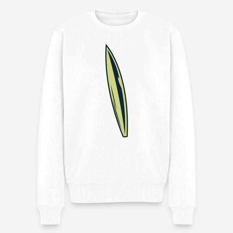 Surfbrett - Männer Premium Bio Pullover - Weiß
