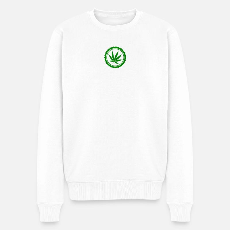 Weedstempel - Männer Premium Bio Pullover - Weiß