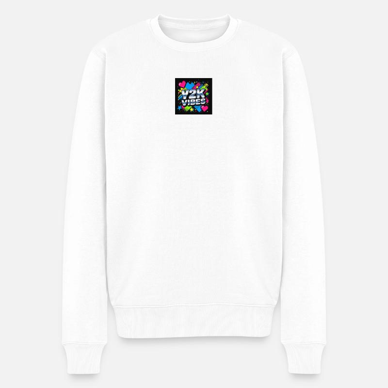 Y2K Vibes Neon Design - Pull Premium bio Homme - blanc
