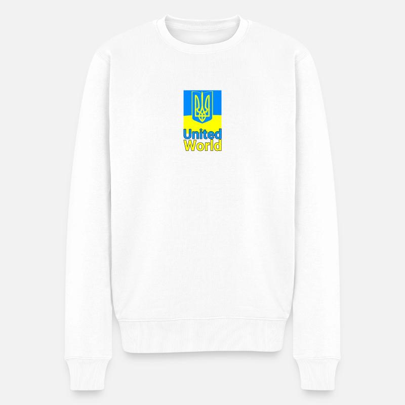 United World - Ukraine - Männer Premium Bio Pullover - Weiß