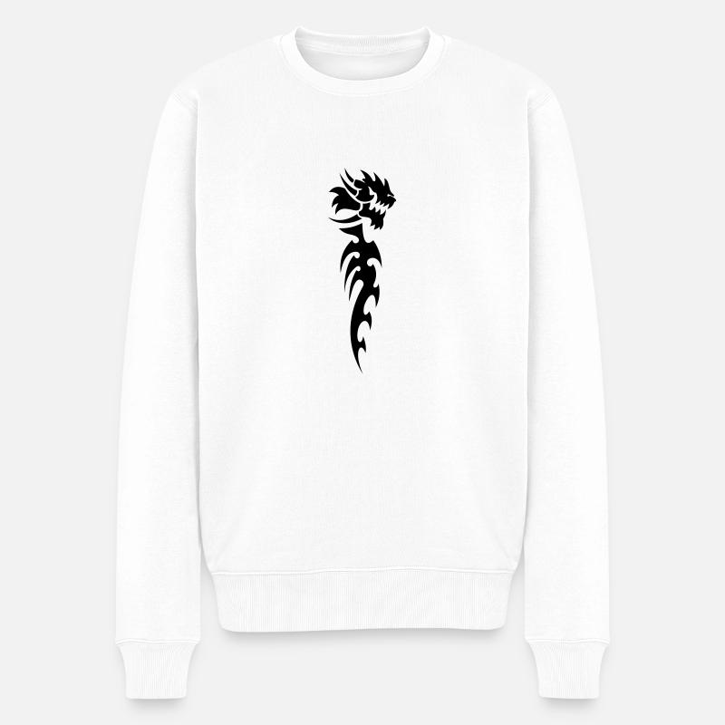 Tribal Drachen - Männer Premium Bio Pullover - Weiß