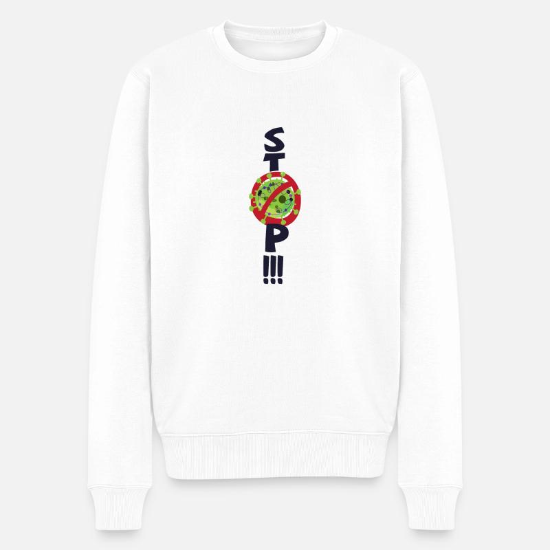 Stoppen Sie den Virus - Männer Premium Bio Pullover - Weiß