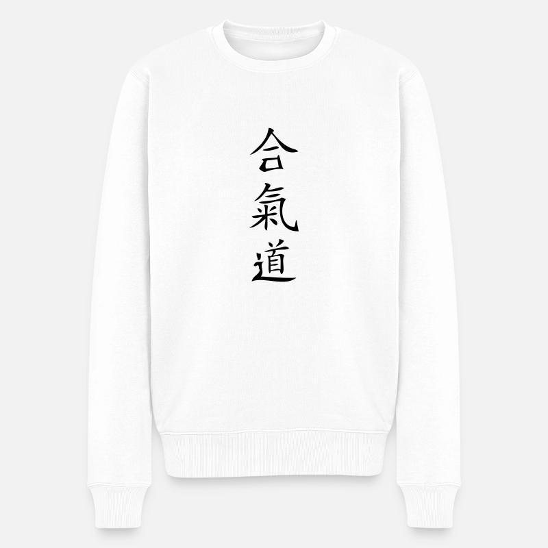 Aikido - Männer Premium Bio Pullover - Weiß