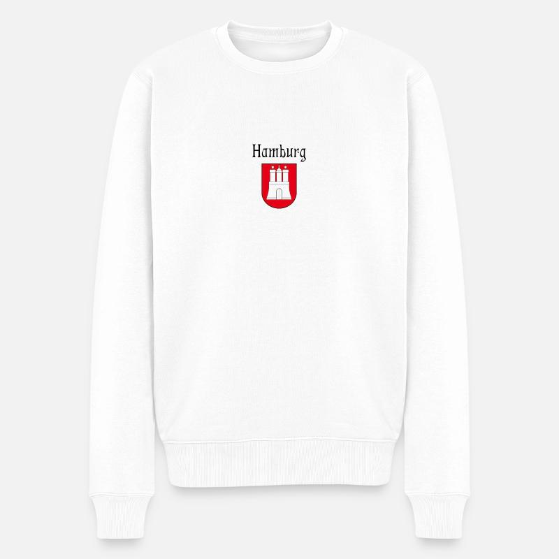 Hamburg Logo ROT Ohne Hintergrund - Männer Premium Bio Pullover - Weiß