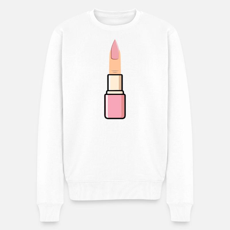 Fingerlipstick Rose - Männer Premium Bio Pullover - Weiß