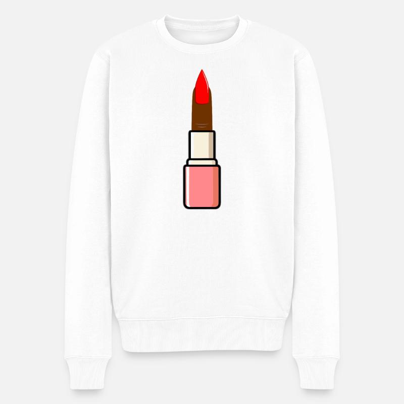 Fingerlipstick Red - Männer Premium Bio Pullover - Weiß