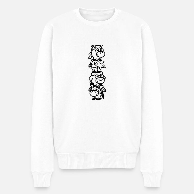 smiley_animal_stake_1c - Pull Premium bio Homme - blanc