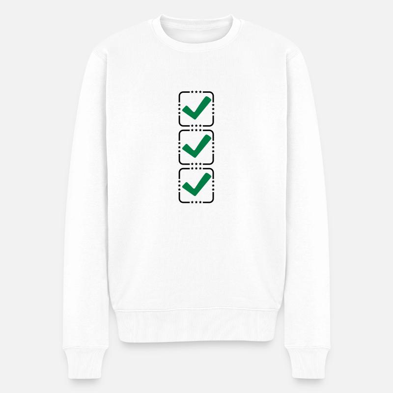 3 Haken Buttons - Männer Premium Bio Pullover - Weiß