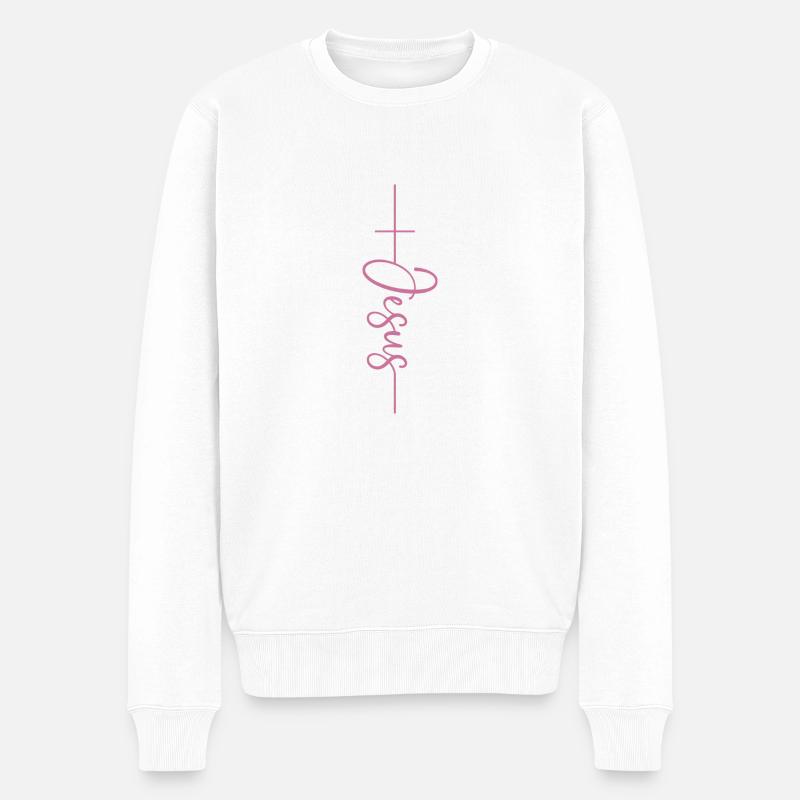 Jesus - Männer Premium Bio Pullover - Weiß