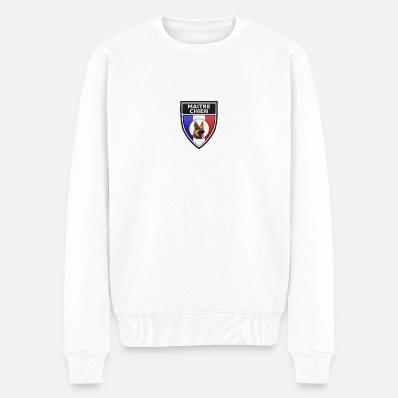 Ecusson noir maitre-chien berger allemand - Pull Premium bio Homme - blanc
