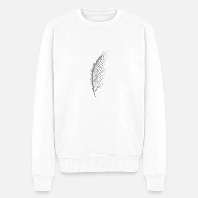 Einfache Feder - Männer Premium Bio Pullover - Weiß