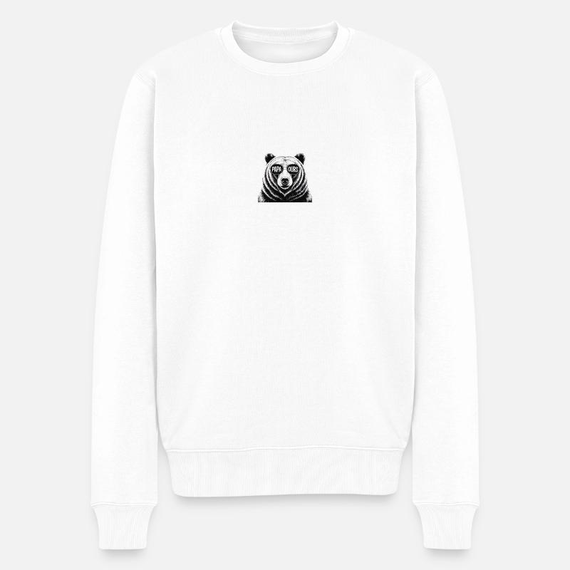 papa ours - Männer Premium Bio Pullover - Weiß