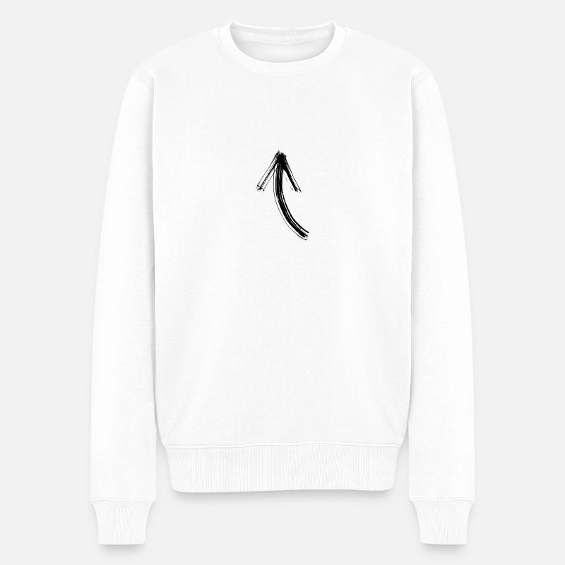 Gesicht Pfeil Aufmerksamkeit Pfeiler - Männer Premium Bio Pullover - Weiß