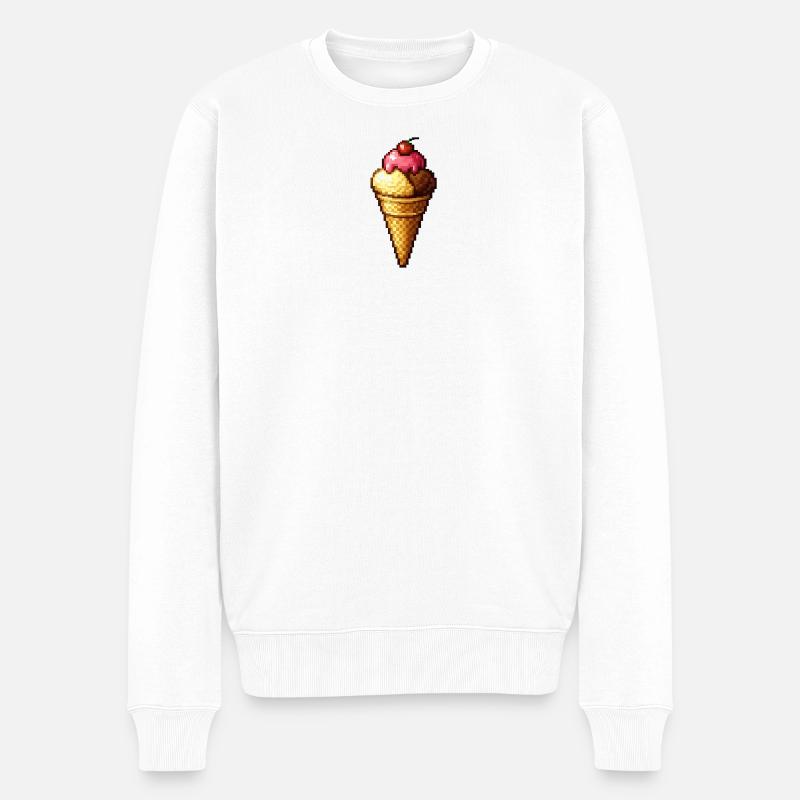 Retro Pixel Eiscreme Cone - Men's Premium Organic Jumper - white