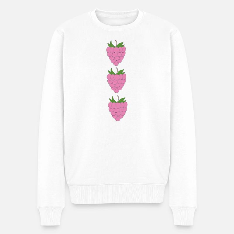 himbeeren Trio Muster - Männer Premium Bio Pullover - Weiß