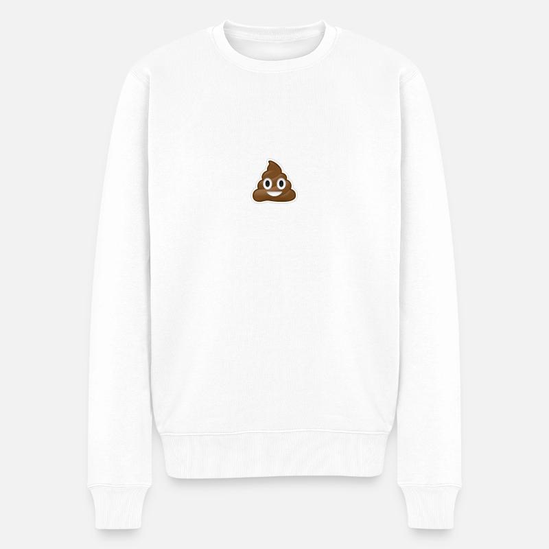 Kackhaufen Emoji - Männer Premium Bio Pullover - Weiß