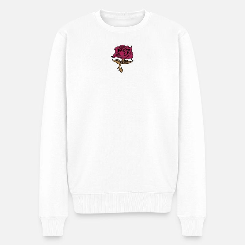 Rose (Blume) - Männer Premium Bio Pullover - Weiß