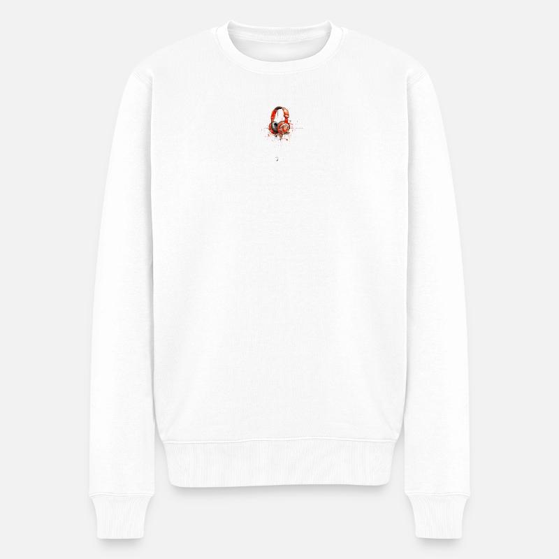 Kopfhörer Musik Comic - Männer Premium Bio Pullover - Weiß
