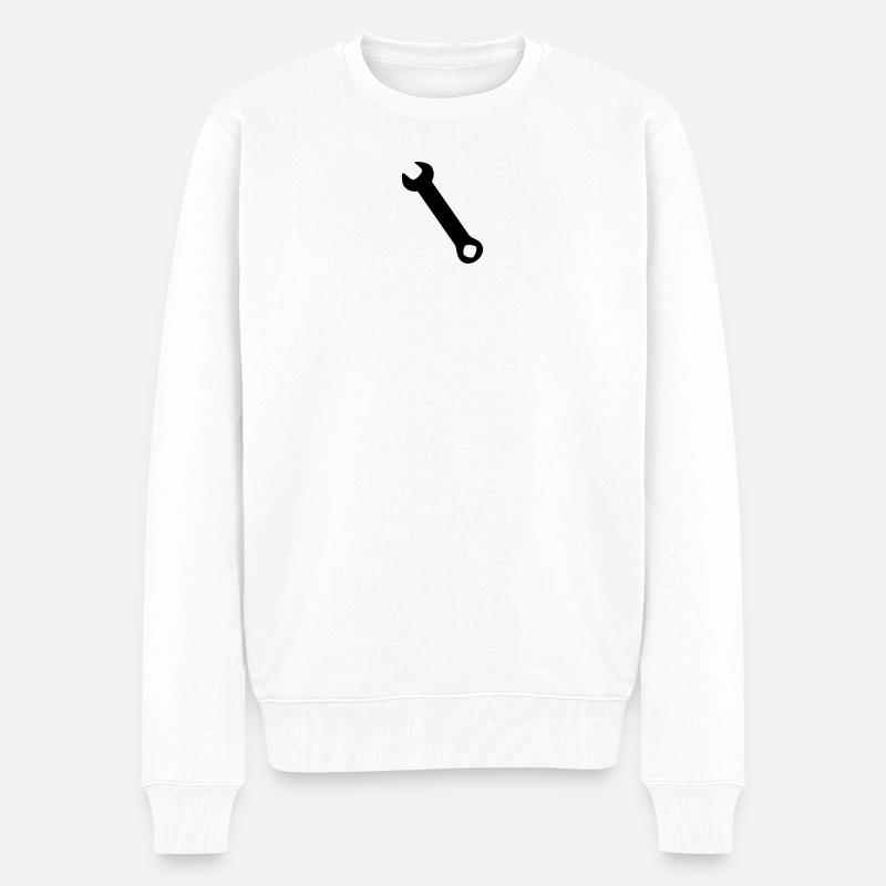 Schraubenschlüssel Silhoue - Männer Premium Bio Pullover - Weiß