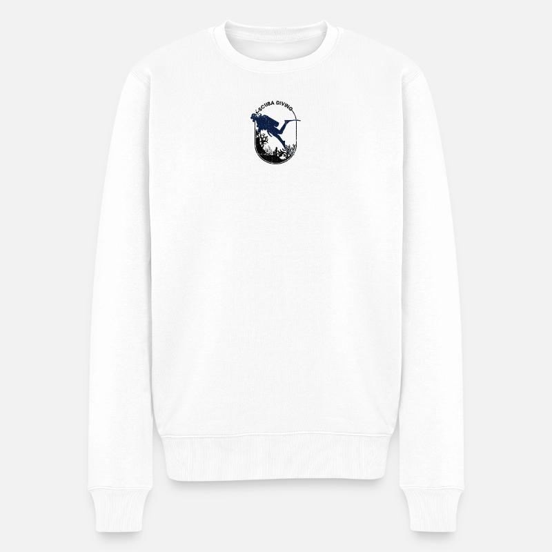 Tauchen Taucher Silhouette Design - Männer Premium Bio Pullover - Weiß