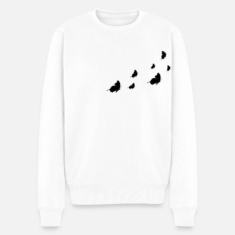 Fliegende Schmetterlinge - Männer Premium Bio Pullover - Weiß