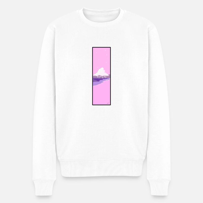 Pinker Strand - Männer Premium Bio Pullover - Weiß