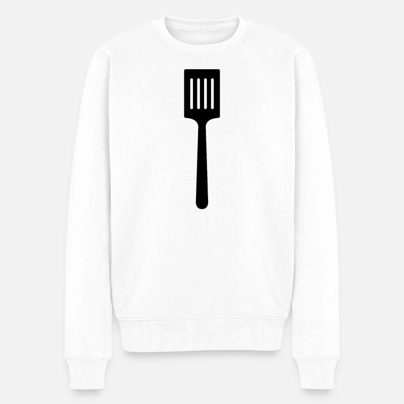 Küchenpfannenwender - Männer Premium Bio Pullover - Weiß