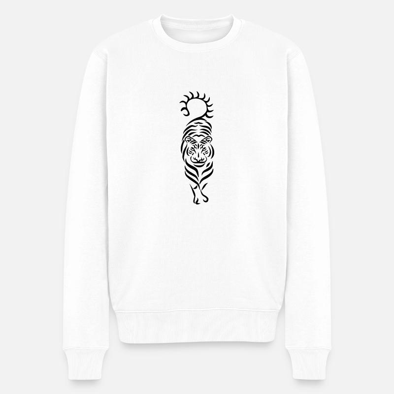 Tiger - Männer Premium Bio Pullover - Weiß