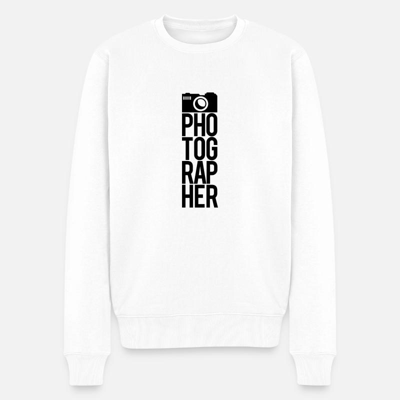 Text Logo Photographer - Männer Premium Bio Pullover - Weiß